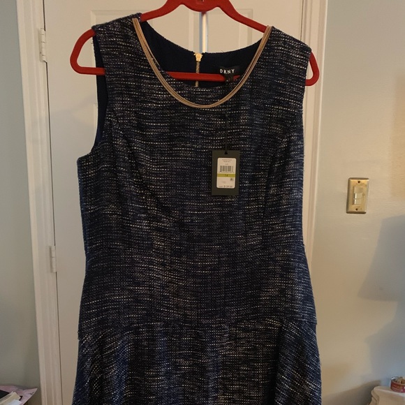 DKNY Dresses & Skirts - DKNY Hudson Blue Tweed Dress Size 14 DKNY Dresses & Skirts - DKNY Hudson Blue Tweed Dress Size 14